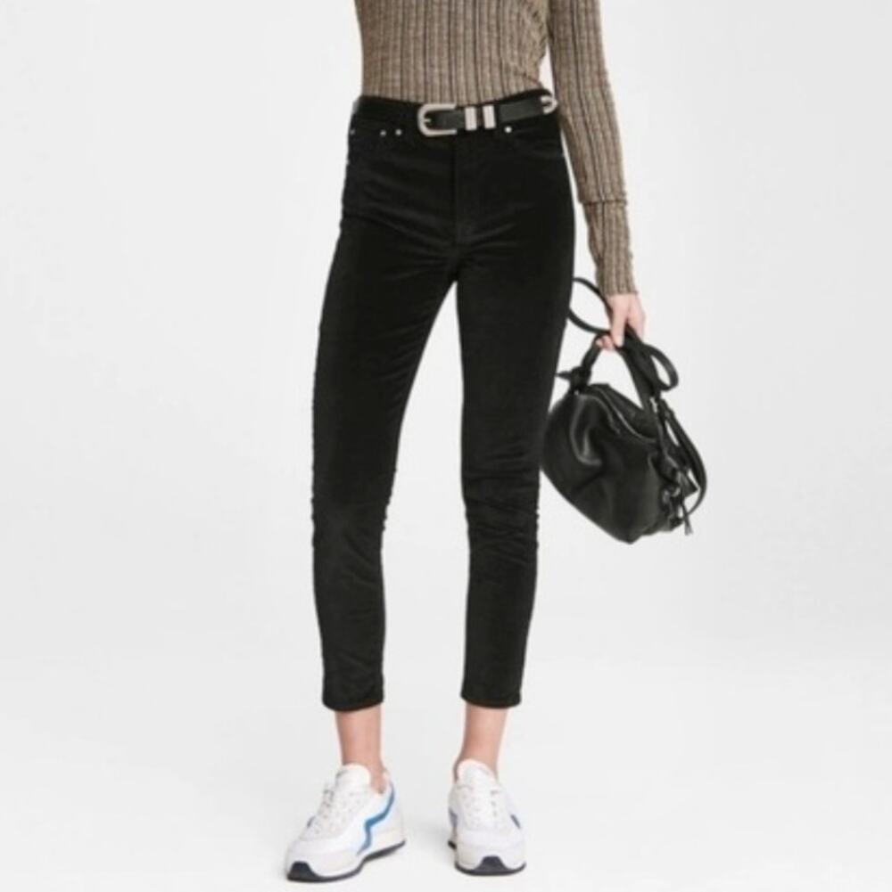 Rag & Bone High Rise Ankle Skinny Black Velvet Women's Jeans Size 27 / 4